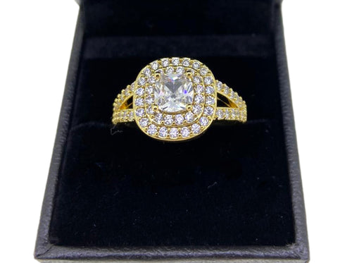 Double Halo Crystal Ring