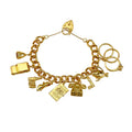 Gold Great Britain Charm Bracelet with Heart Padlock – 8 Inch
