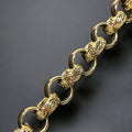 15mm Gold Ornate Filigree Belcher Chain – 24 Inches, 210g, Tarnish Resistant