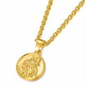 New Gold St. Christopher Pendant 22 Inch 4mm Belcher Chain