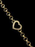 8mm Gold Open Heart Belcher Bracelet with Stones – 8–8.5 Inches, 22g