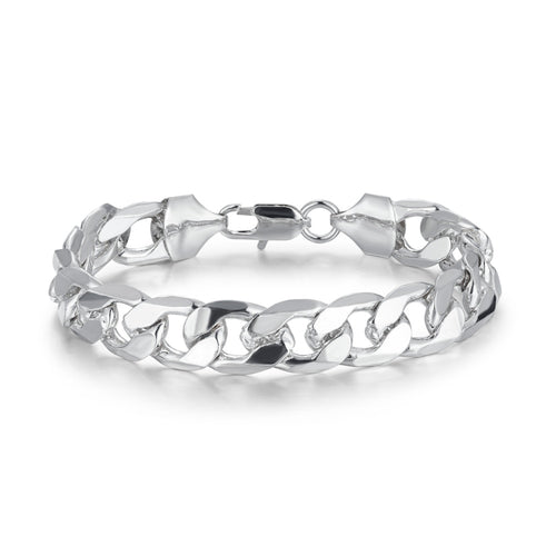 9mm Silver-Filled Bonded Cuban Curb Bracelet – 8 Inches