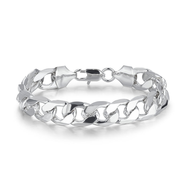 9mm Silver-Filled Bonded Cuban Curb Bracelet – 8 Inches