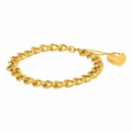 New 7mm Gold Curb Bracelet with Heart Padlock Charm – 8 Inches