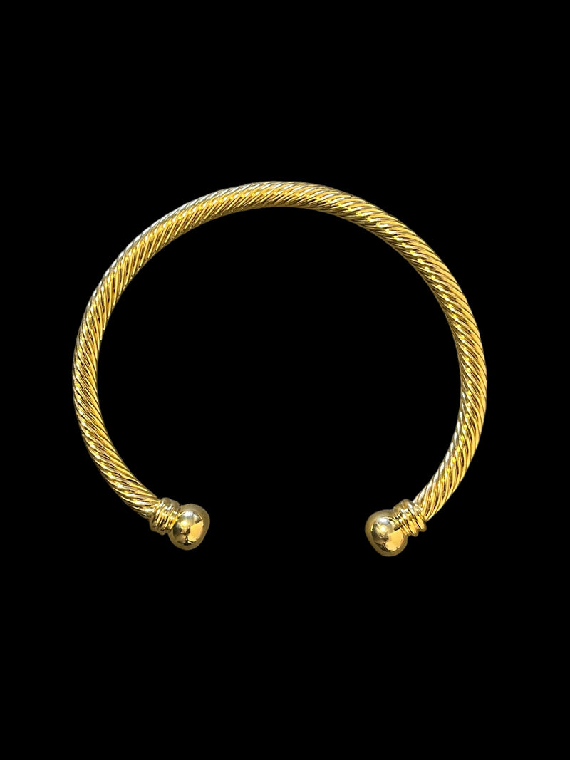 4mm Gold Twisted Torque Adjustable Bangle 6–6.5” Wrist 12g Classic Jewellery