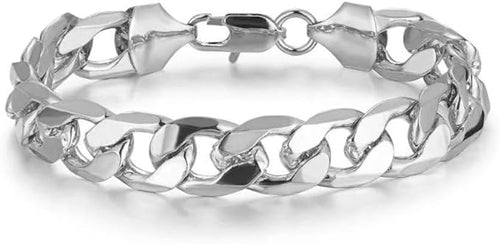12mm Silver Cuban Curb Bracelet 8 Inches