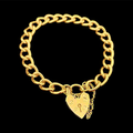 New 7mm Gold Curb Bracelet with Heart Padlock Charm – 8 Inches