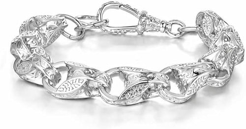 15mm Silver Tulip Bracelet with Albert Clasp fits 8 to 9 Inch