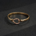6mm Gold Closed Loop Bangle with Pink Stones – 8 Inches, 20g, Tarnish Resistant