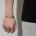 6mm Gold Closed Loop Bangle with Pink Stones – 8 Inches, 20g, Tarnish Resistant