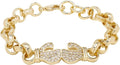 8mm Gold Boxing Belcher Bracelet with Stones – 6–6.5 Inches, 24g