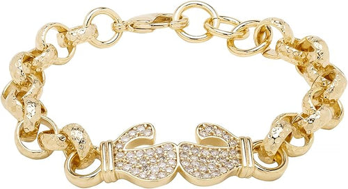 8mm Gold Boxing Belcher Bracelet with Stones – 6–6.5 Inches, 24g