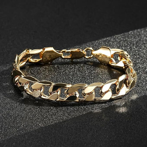 Luxury 12mm Gold Plated Cuban Curb Bracelet - High-End Look, 8 Inch, 36g