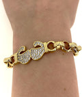 8mm Gold Boxing Belcher Bracelet with Stones – 6–6.5 Inches, 24g