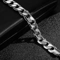 12mm Silver Cuban Curb Bracelet 8 Inches