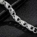 15mm Silver Tulip Bracelet with Albert Clasp fits 8 to 9 Inch