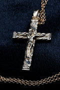New Gold Curb Cuban Cross Pendant 24 Inch 8mm Belcher Chain