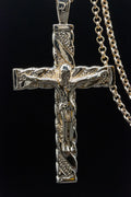 New Gold Curb Cuban Cross Pendant 24 Inch 8mm Belcher Chain