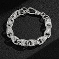 15mm Silver Tulip Bracelet with Albert Clasp fits 8 to 9 Inch