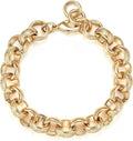 Luxury Gold Plated 15mm Alternate Ornate Belcher Bracelet Fits 8 to 9.3 Inch Wrist, 72g