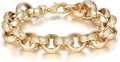 Luxury Gold Plated 15mm Alternate Ornate Belcher Bracelet Fits 8 to 9.3 Inch Wrist, 72g