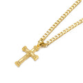 New Heavy Gold Jesus Cross Crucifix Pendant with Stones 22 Inch 6mm Cuban Chain