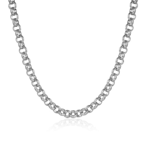 8mm Silver Diamond Cut Pattern Belcher Chain – 30 Inch
