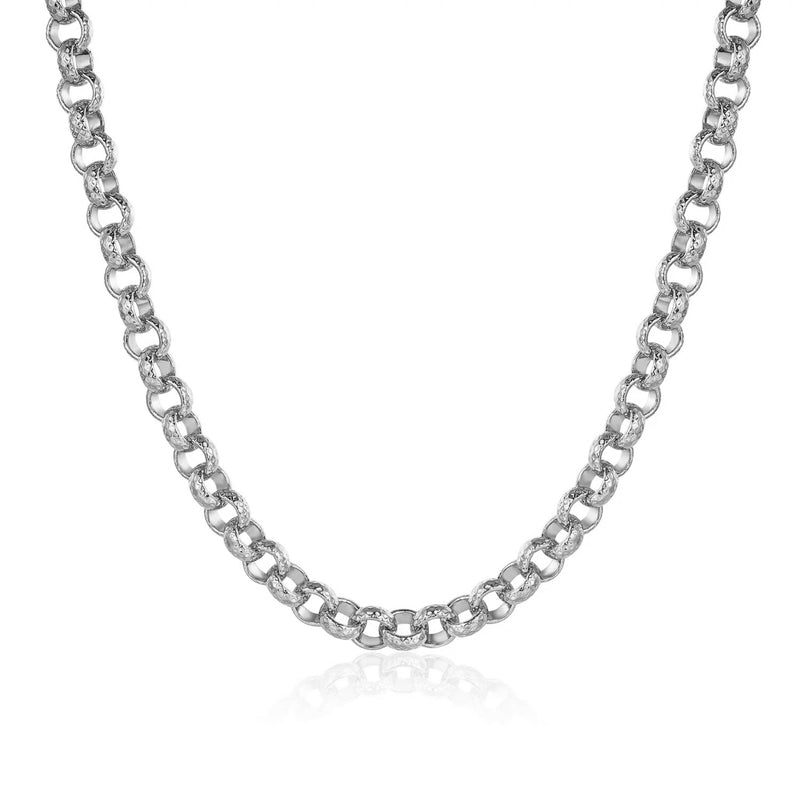 8mm Silver Diamond Cut Pattern Belcher Chain – 30 Inch