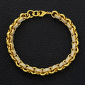 New 8mm Gold Belcher Bracelet with CZ Stones - 8 Inches