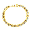 New 8mm Gold Belcher Bracelet with CZ Stones - 8 Inches