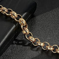 Luxury Gold Plated 15mm Alternate Ornate Belcher Bracelet Fits 8 to 9.3 Inch Wrist, 72g