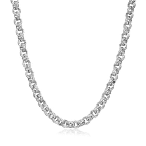 8mm Silver Diamond Cut Pattern Belcher Chain – 24 Inch