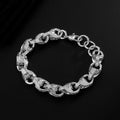 12mm Silver Tulip Link Bracelet with Albert Clasp 8/9 Inch New