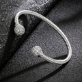 4mm Silver Filled Torque Ball Bangle Bracelet with Stones – 7.5/8 Inch (New)