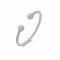 4mm Silver Filled Torque Ball Bangle Bracelet with Stones – 7.5/8 Inch (New)