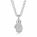 Silver Filled | Boxing Glove Pendant Necklace | 22" Cuban Chain For Men Women's