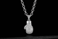Silver Filled | Boxing Glove Pendant Necklace | 22" Cuban Chain For Men Women's