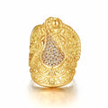 Heavy Gold XXXL Saddle Ring with Stones, Size V