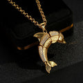 New Gold-Filled Dolphin Pendant with Stones on 24-Inch Belcher Chain