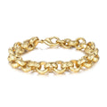 New High Quality 12mm Gold Diamond Cut Pattern Belcher Bracelet - 8 Inch