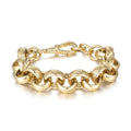 18mm Gold Crystal Pattern Belcher Bracelet Big Links With Albert Clasp