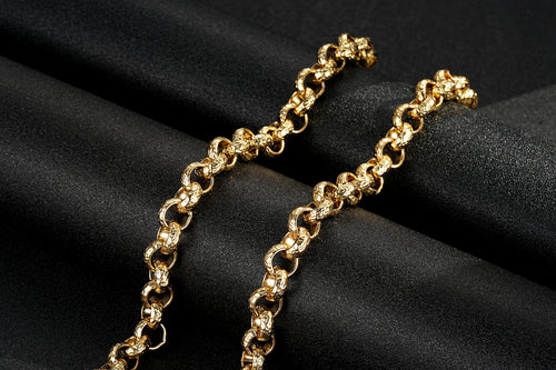 New High Quality 12mm Gold Diamond Cut Pattern Belcher Chain