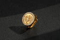 Waterproof Gold St George Sovereign Adjustable Ring with Stones