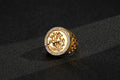 Waterproof Gold St George Sovereign Adjustable Ring with Stones