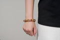 New 13mm Gold Gypsy Link Belcher Bracelet with Pink Stones, 7.5 Inches