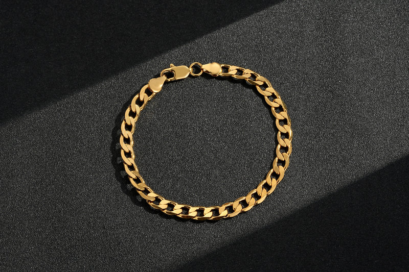 New 6mm Gold Cuban Curb Bracelet - 8 Inches