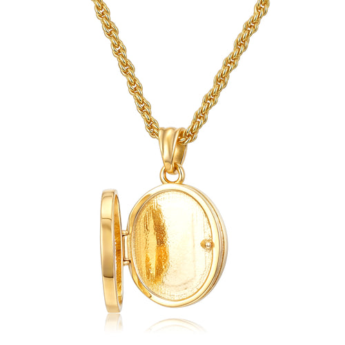 Gold Locket Pendant Necklace 20” Rope Chain 2.5mm Jewellery Gift