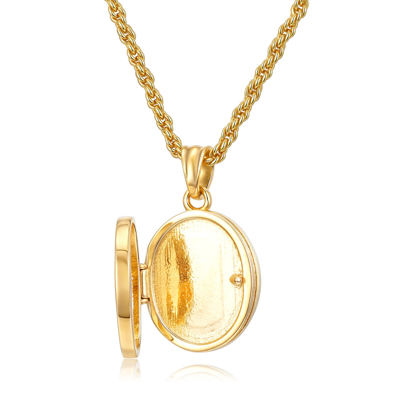 Gold Locket Pendant Necklace 20” Rope Chain 2.5mm Jewellery Gift