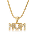 SPARKLD Gold Diamond MUM Pendant Necklace – 22-Inch Snake Chain, 15g, Tarnish Resistant