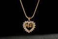 Gold Heart “MUM” Pendant with Clear Stones – 22-Inch Snake Chain, 17.5g, Tarnish Resistant